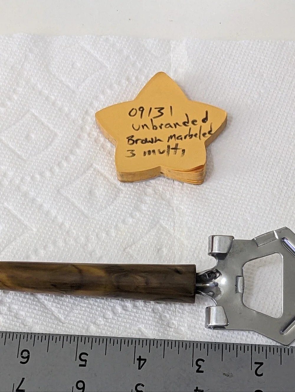 Vintage Bottle Opener 3 in 1 Marbled Brown Bottle Can Opener Piercer Gadget